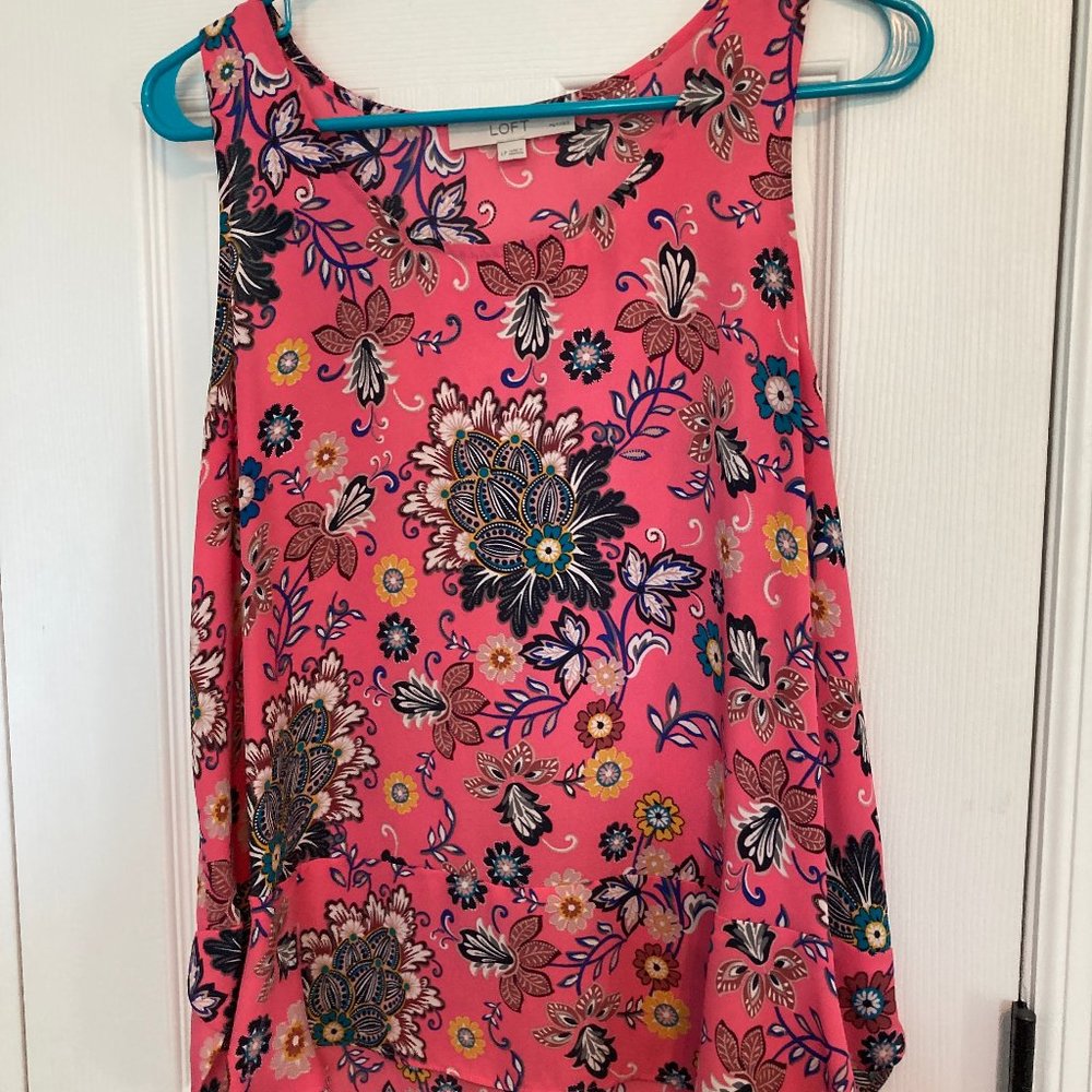 Loft pink floral/paisley peplum tank, LP